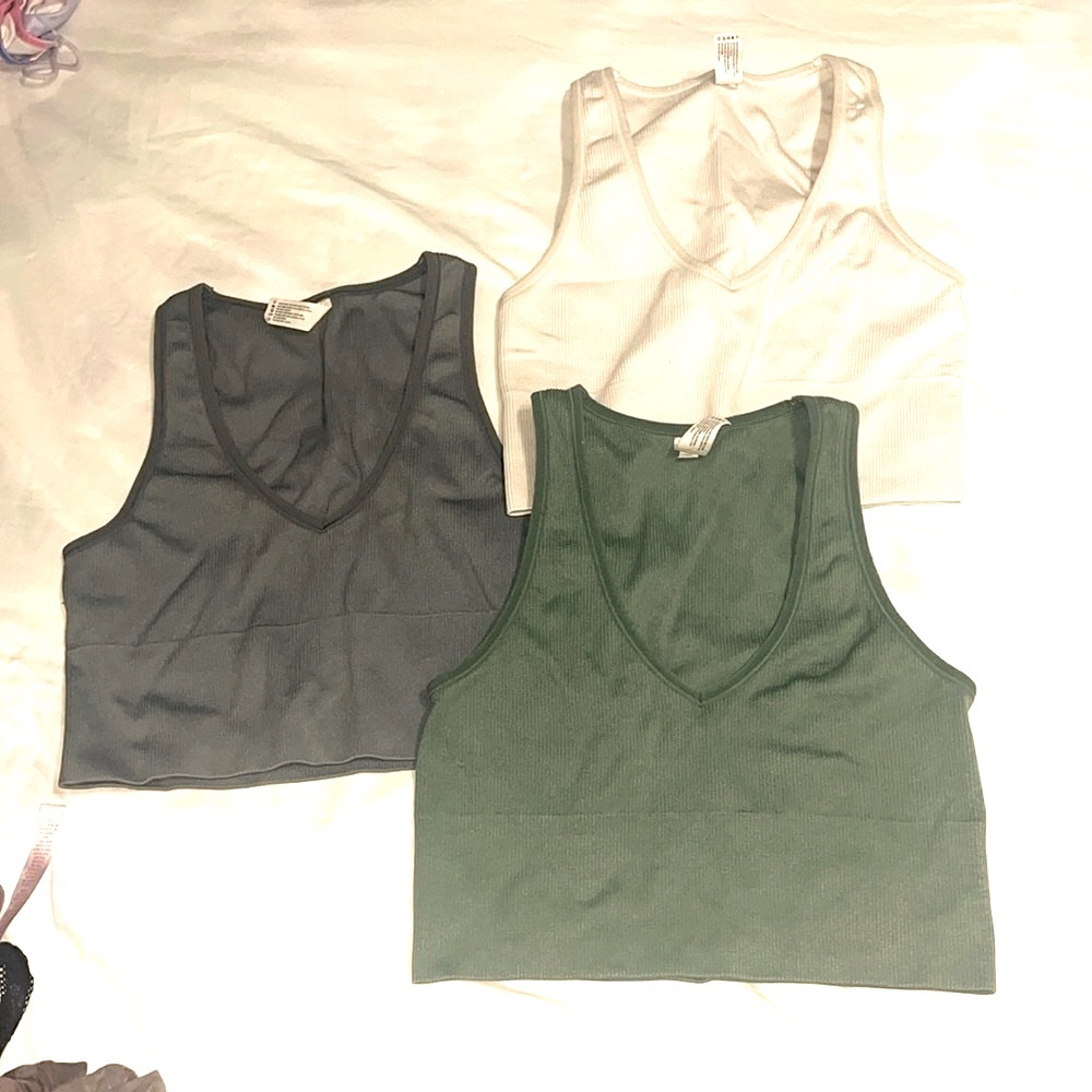 LOT OF THREE 90 Degree tank Racerback shirt CROP TOP BRA. Casual. ALL SMALLS